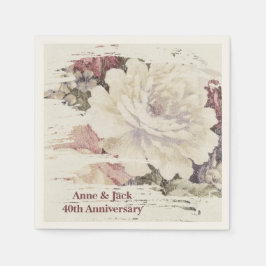 Vintage Tapestry-Rose zum 40. Jahrestag Serviette