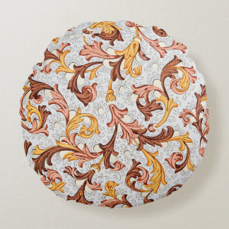 Vintage Tapete - Blumenmuster aus dem 18. Jahrhund Rundes Kissen