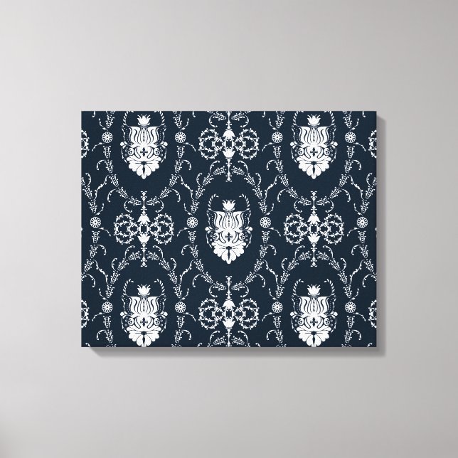 Vintage Tapete mit Blumenmuster - Nahtloser Hinter Leinwanddruck (Vorderseite)