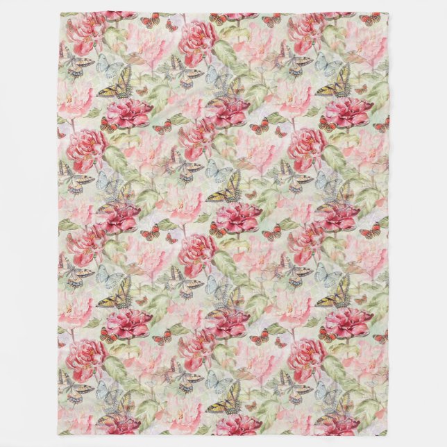 Vintage Tapete mit Blumenmuster - Nahtloses Muster Fleecedecke (Vorderseite)