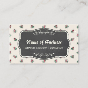 Vintage Tapete mit rosa Rose und Karton Visitenkarte