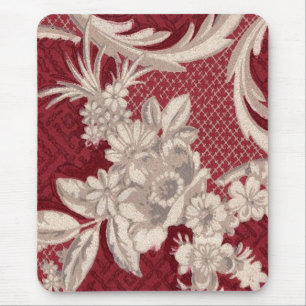 Vintage Tapete mit weißer Blume - Mousepad