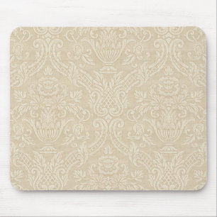 Vintage Tapeten-beige eleganter mit Blumendamast Mousepad