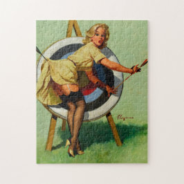 Vintage Target Archery Pinup Girl Puzzle
