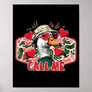 Vintage-Tarnmuster-Ruf-mich-Entenjagd-Valentins-Fu Poster