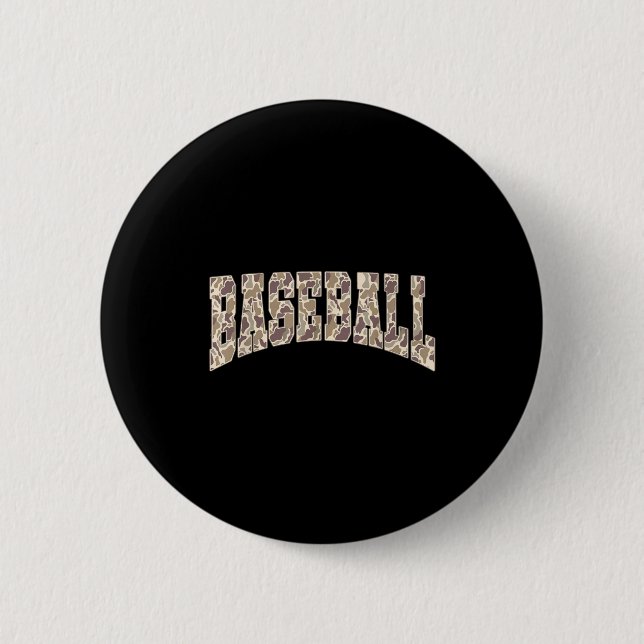 Vintage-Tarnmuster-Spieltag Baseball-Saison lustig Button (Vorderseite)