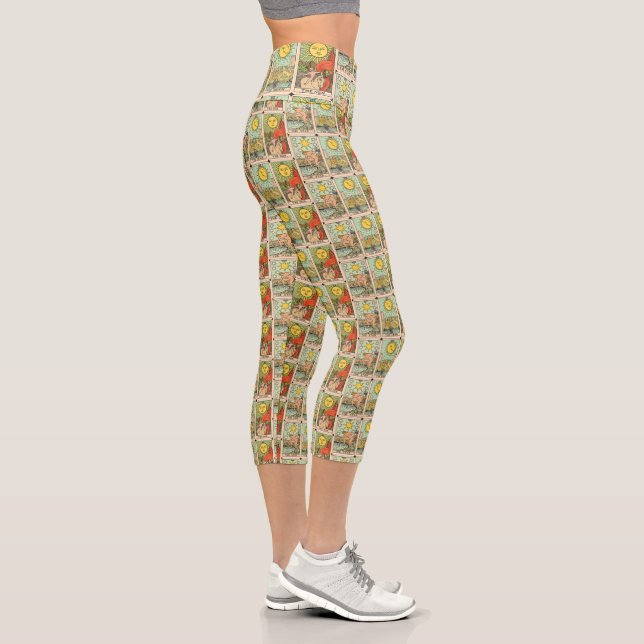 Vintage Tarot Cards Sun Moon Stars Capri Leggings (Rechts)