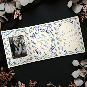 Vintage-Tarotkarten-Gotische-Hochzeit-Tri-Fold-Ein Dreifach Gefaltete Einladung
