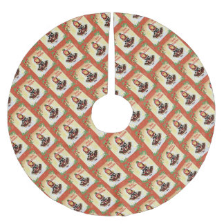 Vintage Tartan Girl "Frohe Weihnachten" Polyester Weihnachtsbaumdecke