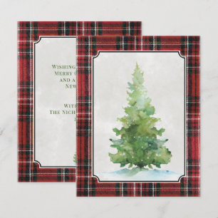 Vintage-Tartan-Kariert-Weihnachtsbaum-Notizkarte Mitteilungskarte