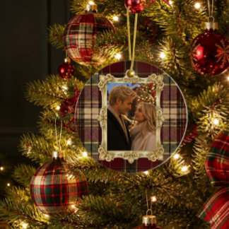 Vintage-Tartan-Karostuhl-Weihnachtsbaumanhänger Keramik Ornament