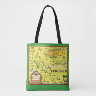 Vintage-Tasche mit illustrierter Karte der Bahamas