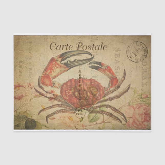 Vintage Tasmanian Crab Floral Blume Französisch Seidenpapier (Vorderseite)