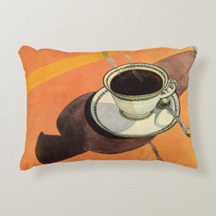 Vintage Tasse Kaffee, Saucer, Löffel, Retro Diner Dekokissen