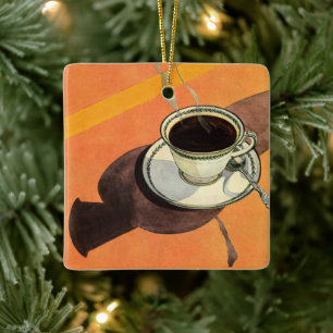 Vintage Tasse Kaffee, Saucer, Löffel, Retro Diner Keramikornament