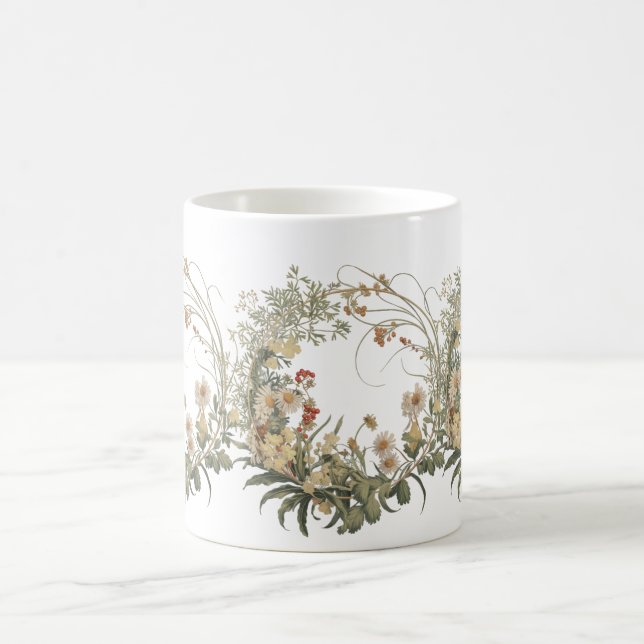 Vintage Tasse mit Blumenkranz - elegant botanisch (Mittel)