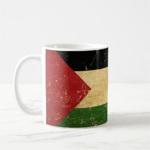 Vintage Tasse unter palästinensischer Flagge