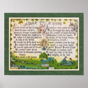 VINTAGE Taten und ein WORT INSPIRATIONAL POEM Poster