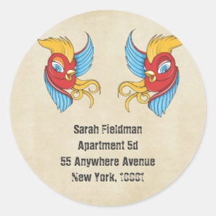 Vintage Tätowier-Schluckname-Adressenaufkleber Runder Aufkleber