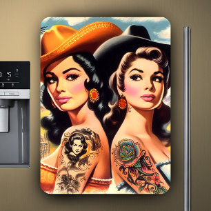 Vintage-Tätowierte Cowgirls Magnet