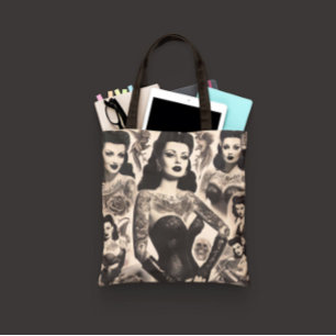 Vintage-Tätowierte-Goth-Frau-Collage