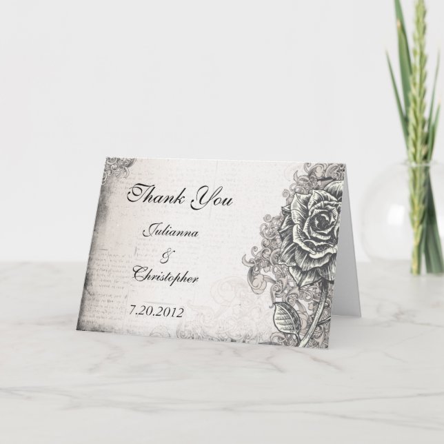 Vintage Tätowierungs-Rose danken Ihnen Dankeskarte (Vorderseite)