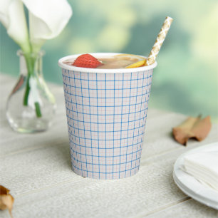 Vintage-Tattersall-Blau-Rosa-Karomuster Pappbecher