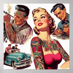 Vintage Tattoo-Alte Schule Illustration Poster