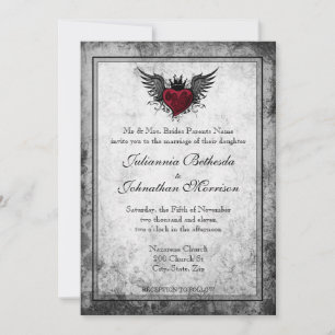 Vintage-Tattoo geflügelte Herz-Hochzeitseinladung Einladung