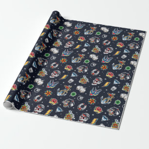 Vintage-Tattoo-Geschenkverpackungspapier Geschenkpapier