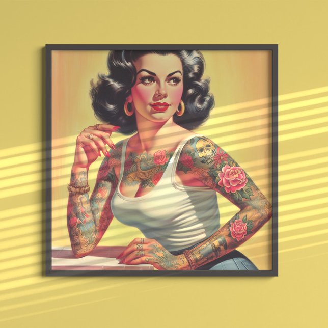 Vintage-Tattoo-Pin-up Poster (Von Creator hochgeladen)