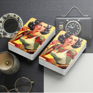 Vintage-Tattoo-Pin-up Spielkarten