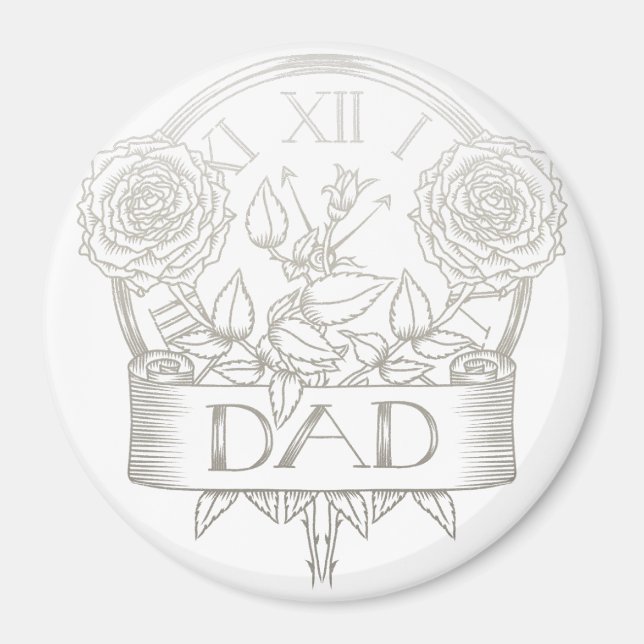 Vintage-Tattoo-Stil Vater-Design  Magnet (Vorne)