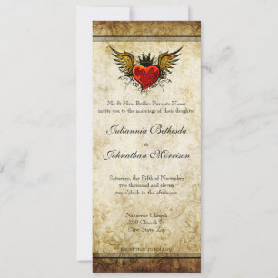 Vintage Tattoo Winged Heart Hochzeit Einladung