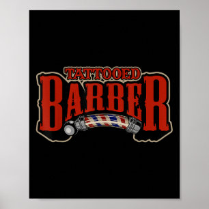 Vintage Tattooed Barber Frisur Barber Zitat Grafik Poster