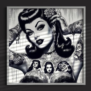 Vintage Tattooed Goth Girl Poster