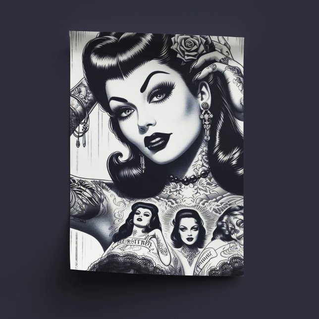 Vintage Tattooed Goth Girl Seidenpapier (Von Creator hochgeladen)