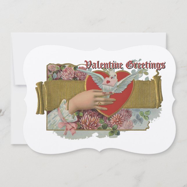 Vintage Taube mit Blume Valentin Feiertagskarte (Vorderseite)