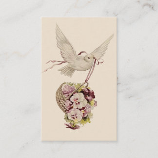 Vintage Taube mit Korb von Blume Visitenkarte