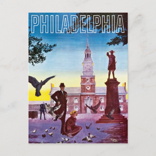 Vintage Tauben in Philadelphia Postkarte (Vorderseite)