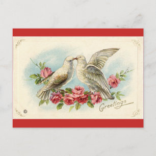 Vintage-Tauben-Valentinstag Postkarte