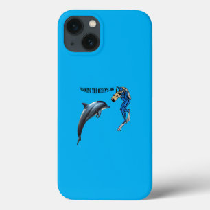 Vintage-Taucher, der einen Delfin fotografiert URM Case-Mate iPhone Hülle