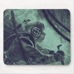 Vintage-Taucher Industrielles Schweißen Unterwasse Mousepad