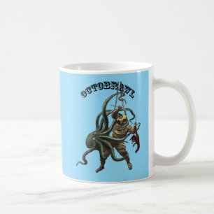 Vintage Taucher mit einem Oktopus und einem Hummer Kaffeetasse