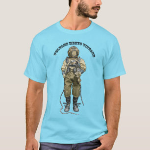 Vintage Taucher mit Tauchhelm und einer Tauchlampe T-Shirt