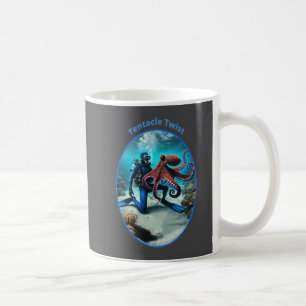 Vintage-Taucher tanzt mit einem großen Oktopus URM Kaffeetasse