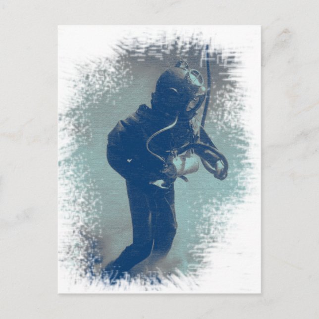 Vintage Tauchkunst Unterwasser Tauchen Postkarte (Vorderseite)
