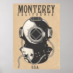 Vintage-Tauchposter für Monterey Kalifornien USA Poster