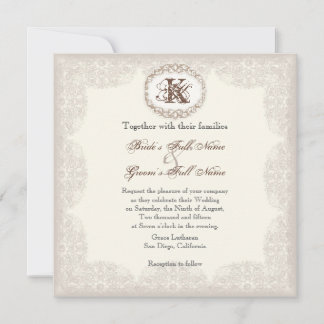 Vintage Taupe Lace - Einladung zur Hochzeit