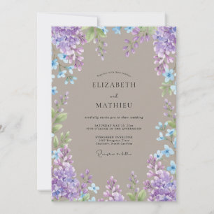 Vintage-Taupe-Periwinkle-Wisteria-Hochzeit Einladung